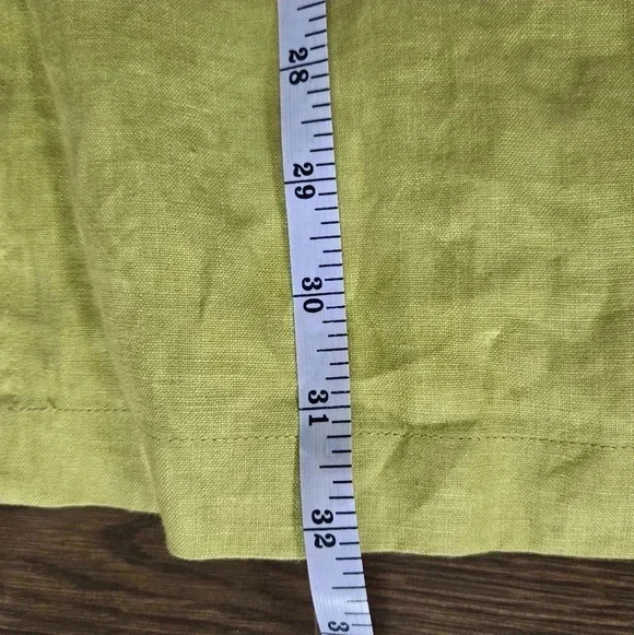 Bloomingdale 100% linen chartreuse button down shirt size 14 - Picture 9 of 10